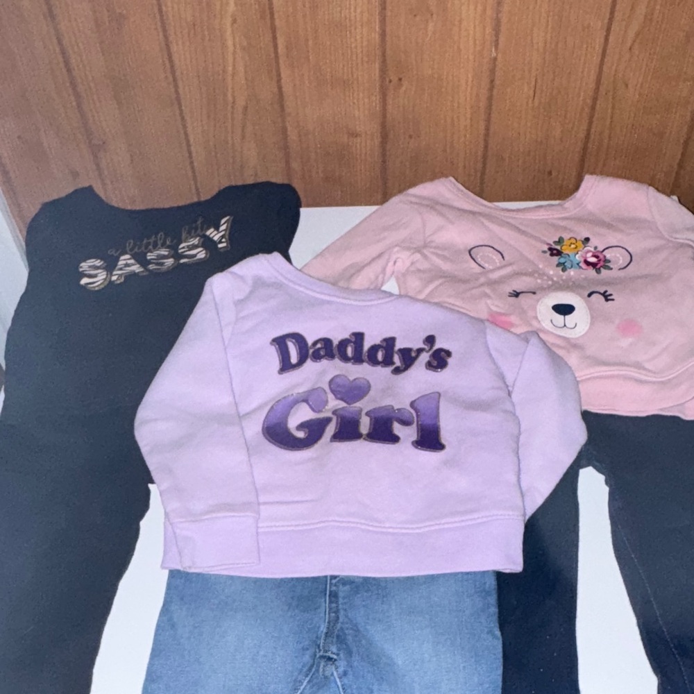 3 outfits (sweatshirts and pants) Purple and Pink Kids Sweatshirts Set